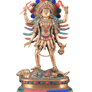 Pure Brass Kali Mata Idol with Stonework | 18" Four-Armed Divine Art | 9.5kg Sacred Masterpiece | Meenakari Beauty | Jaipurio